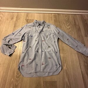 Polo by Ralph Lauren Men's Blue Embroidered Shirt